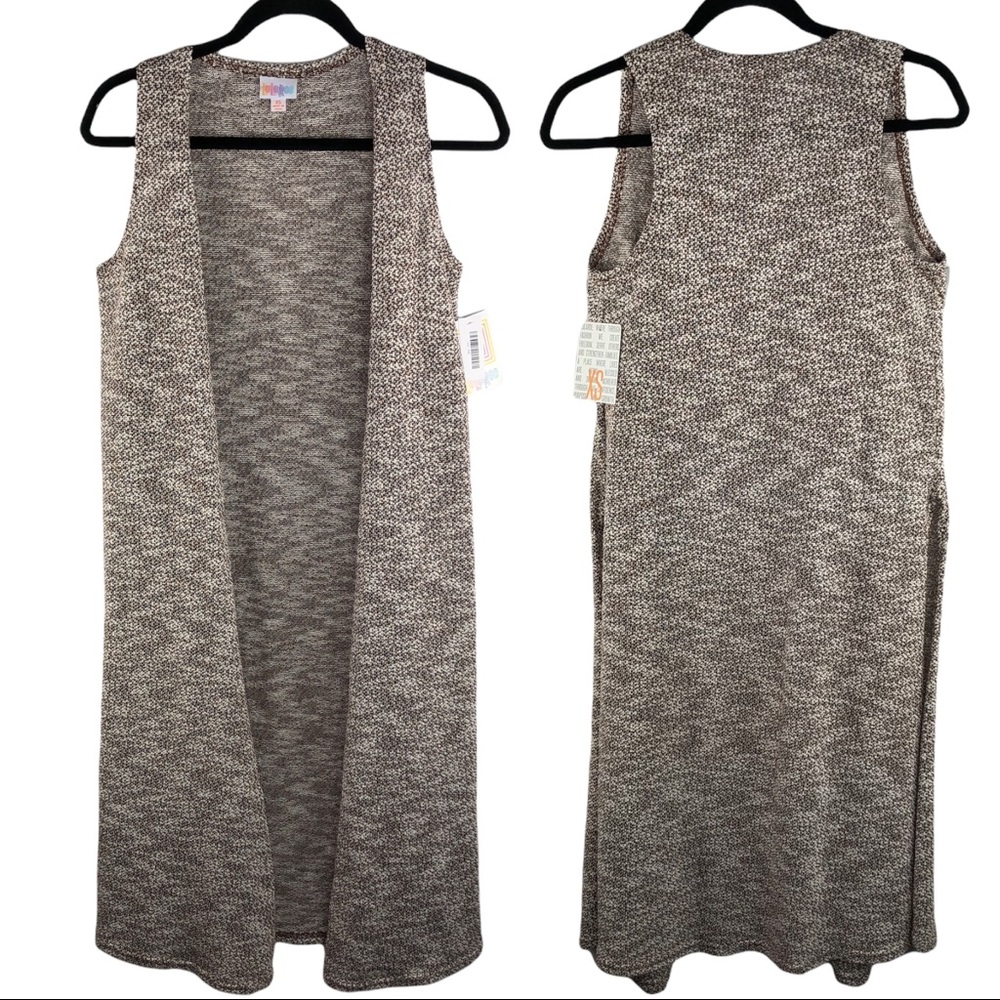 🆕 LuLaRoe Joy Brown & Cream Long Length Sleeveless Duster Cardigan